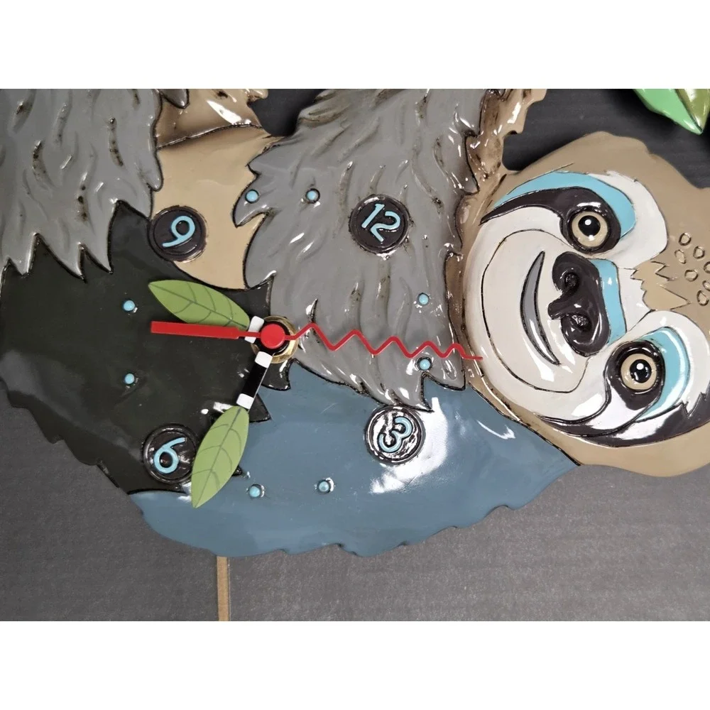 Allen Designs Studio Slow Poke Sloth Whimsical Wall Clock Colorful Fun Retro